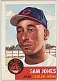 Card Number 6, Sam Jones, Pitcher, Cleveland Indians, from the series Topps Dugout Quiz (R414-7), issued by Topps Chewing Gum Company, Issued by Topps Chewing Gum Company (American, Brooklyn), Commercial color lithograph