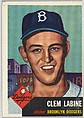Card Number 14, Clem Labine, Pitcher, Brooklyn Dodgers, from the series Topps Dugout Quiz (R414-7), issued by Topps Chewing Gum Company, Issued by Topps Chewing Gum Company (American, Brooklyn), Commercial color lithograph