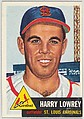 Card Number 16, Harry Lowrey, Outfielder, St. Louis Cardinals, from the series Topps Dugout Quiz (R414-7), issued by Topps Chewing Gum Company, Issued by Topps Chewing Gum Company (American, Brooklyn), Commercial color lithograph