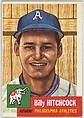 Card Number 17, Billy Hitchcock, Infielder, Philadelphia Athletics, from the series Topps Dugout Quiz (R414-7), issued by Topps Chewing Gum Company, Issued by Topps Chewing Gum Company (American, Brooklyn), Commercial color lithograph