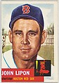 Card Number 38, John Lipon, Shortstop, Boston Red Sox, from the series Topps Dugout Quiz (R414-7), issued by Topps Chewing Gum Company, Issued by Topps Chewing Gum Company (American, Brooklyn), Commercial color lithograph