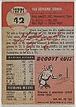 Card Number 42, Gus Zernial, Outfielder, Philadelphia Athletics, from the series Topps Dugout Quiz (R414-7), issued by Topps Chewing Gum Company, Issued by Topps Chewing Gum Company (American, Brooklyn), Commercial color lithograph