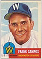 Card Number 51, Frank Campos, Outfielder, Washington Senators, from the series Topps Dugout Quiz (R414-7), issued by Topps Chewing Gum Company, Issued by Topps Chewing Gum Company (American, Brooklyn), Commercial color lithograph