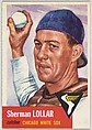 Card Number 53, Sherman Lollar, Catcher, Chicago White Sox, from the series Topps Dugout Quiz (R414-7), issued by Topps Chewing Gum Company, Issued by Topps Chewing Gum Company (American, Brooklyn), Commercial color lithograph