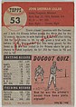 Card Number 53, Sherman Lollar, Catcher, Chicago White Sox, from the series Topps Dugout Quiz (R414-7), issued by Topps Chewing Gum Company, Issued by Topps Chewing Gum Company (American, Brooklyn), Commercial color lithograph