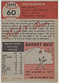 Card Number 60, Cloyd Boyer, Pitcher, St. Louis Cardinals, from the series Topps Dugout Quiz (R414-7), issued by Topps Chewing Gum Company, Issued by Topps Chewing Gum Company (American, Brooklyn), Commercial color lithograph