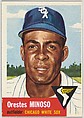 Card Number 66, Orestes Minoso, Outfielder, Chicago White Sox, from the series Topps Dugout Quiz (R414-7), issued by Topps Chewing Gum Company, Issued by Topps Chewing Gum Company (American, Brooklyn), Commercial color lithograph