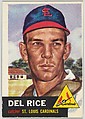Card Number 68, Del Rice, Catcher, St. Louis Cardinals, from the series Topps Dugout Quiz (R414-7), issued by Topps Chewing Gum Company, Issued by Topps Chewing Gum Company (American, Brooklyn), Commercial color lithograph