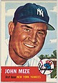 Card Number 77, John Mize, First Base, New York Yankees, from the series Topps Dugout Quiz (R414-7), issued by Topps Chewing Gum Company, Issued by Topps Chewing Gum Company (American, Brooklyn), Commercial color lithograph