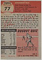 Card Number 77, John Mize, First Base, New York Yankees, from the series Topps Dugout Quiz (R414-7), issued by Topps Chewing Gum Company, Issued by Topps Chewing Gum Company (American, Brooklyn), Commercial color lithograph
