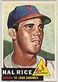 Card Number 93, Hal Rice, Outfielder, St. Louis Cardinals, from the series Topps Dugout Quiz (R414-7), issued by Topps Chewing Gum Company, Issued by Topps Chewing Gum Company (American, Brooklyn), Commercial color lithograph
