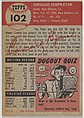 Card Number 102, Connie Ryan, Second Base, Philadelphia Phillies, from the series Topps Dugout Quiz (R414-7), issued by Topps Chewing Gum Company, Issued by Topps Chewing Gum Company (American, Brooklyn), Commercial color lithograph