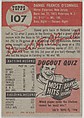 Card Number 107, Danny O'Connell, Shortstop, Pittsburgh Pirates, from the series Topps Dugout Quiz (R414-7), issued by Topps Chewing Gum Company, Issued by Topps Chewing Gum Company (American, Brooklyn), Commercial color lithograph