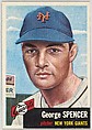 Card Number 115, George Spencer, Pitcher, New York Giants, from the series Topps Dugout Quiz (R414-7), issued by Topps Chewing Gum Company, Issued by Topps Chewing Gum Company (American, Brooklyn), Commercial color lithograph