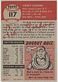 Card Number 117, Sid Gordon, Outfielder, Boston Braves, from the series Topps Dugout Quiz (R414-7), issued by Topps Chewing Gum Company, Issued by Topps Chewing Gum Company (American, Brooklyn), Commercial color lithograph