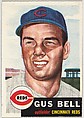 Card Number 118, Gus Bell, Outfielder, Cincinnati Reds, from the series Topps Dugout Quiz (R414-7), issued by Topps Chewing Gum Company, Issued by Topps Chewing Gum Company (American, Brooklyn), Commercial color lithograph