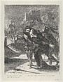 Hamlet Tries To Follow His Father's Ghost, Eugène Delacroix French, Lithograph; second state of four