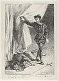 Hamlet and the Corpse of Polonius, Eugène Delacroix French, Lithograph; second state of four