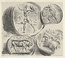 Studies of Four Greek Coins, Eugène Delacroix French, Lithograph on chine collé; fourth and final state