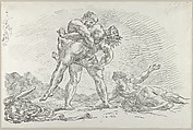 Hercules and Antaeus, Eugène Delacroix  French, Lithograph on wove paper; only state