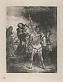 The Wounded Goetz Taken In by the Gypsies, Eugène Delacroix  French, Lithograph; second state of two