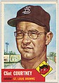 Card Number 127, Clint Courtney, Catcher, St. Louis Browns, from the series Topps Dugout Quiz (R414-7), issued by Topps Chewing Gum Company, Issued by Topps Chewing Gum Company (American, Brooklyn), Commercial color lithograph