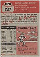 Card Number 127, Clint Courtney, Catcher, St. Louis Browns, from the series Topps Dugout Quiz (R414-7), issued by Topps Chewing Gum Company, Issued by Topps Chewing Gum Company (American, Brooklyn), Commercial color lithograph