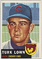 Card Number 130, Turk Lown, Pitcher, Chicago Cubs, from the series Topps Dugout Quiz (R414-7), issued by Topps Chewing Gum Company, Issued by Topps Chewing Gum Company (American, Brooklyn), Commercial color lithograph