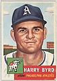 Card Number 131, Harry Byrd, Pitcher, Philadelphia Athletics, from the series Topps Dugout Quiz (R414-7), issued by Topps Chewing Gum Company, Issued by Topps Chewing Gum Company (American, Brooklyn), Commercial color lithograph