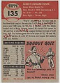 Card Number 135, Al Rosen, Third Base, Cleveland Indians, from the series Topps Dugout Quiz (R414-7), issued by Topps Chewing Gum Company, Issued by Topps Chewing Gum Company (American, Brooklyn), Commercial color lithograph