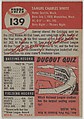 Card Number 139, Sammy White, Catcher, Boston Red Sox, from the series Topps Dugout Quiz (R414-7), issued by Topps Chewing Gum Company, Issued by Topps Chewing Gum Company (American, Brooklyn), Commercial color lithograph