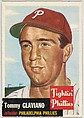 Card Number 140, Tommy Glaviano, Infielder, Philadelphia Phillies, from the series Topps Dugout Quiz (R414-7), issued by Topps Chewing Gum Company, Issued by Topps Chewing Gum Company (American, Brooklyn), Commercial color lithograph