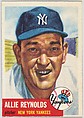 Card Number 141, Allie Reynolds, Pitcher, New York Yankees, from the series Topps Dugout Quiz (R414-7), issued by Topps Chewing Gum Company, Issued by Topps Chewing Gum Company (American, Brooklyn), Commercial color lithograph