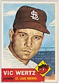 Card Number 142, Vic Wertz, Outfielder, St. Louis Browns, from the series Topps Dugout Quiz (R414-7), issued by Topps Chewing Gum Company, Issued by Topps Chewing Gum Company (American, Brooklyn), Commercial color lithograph