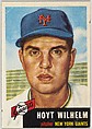 Card Number 151, Hoyt Wilhelm, Pitcher, New York Giants, from the series Topps Dugout Quiz (R414-7), issued by Topps Chewing Gum Company, Issued by Topps Chewing Gum Company (American, Brooklyn), Commercial color lithograph