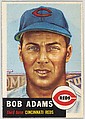 Card Number 152, Bob Adams, Third Base, Cincinnati Reds, from the series Topps Dugout Quiz (R414-7), issued by Topps Chewing Gum Company, Issued by Topps Chewing Gum Company (American, Brooklyn), Commercial color lithograph