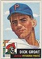 Card Number 154, Dick Groat, Shortstop, Pittsburgh Pirates, from the series Topps Dugout Quiz (R414-7), issued by Topps Chewing Gum Company, Issued by Topps Chewing Gum Company (American, Brooklyn), Commercial color lithograph
