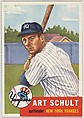 Card Number 167, Art Schult, Outfielder, New York Yankees, from the series Topps Dugout Quiz (R414-7), issued by Topps Chewing Gum Company, Issued by Topps Chewing Gum Company (American, Brooklyn), Commercial color lithograph