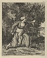 Indian in an Ambush, Paul-Edme Le Rat French, Etching