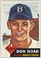 Card Number 176, Don Hoak, Third Base, Brooklyn Dodgers, from the series Topps Dugout Quiz (R414-7), issued by Topps Chewing Gum Company, Issued by Topps Chewing Gum Company (American, Brooklyn), Commercial color lithograph