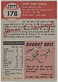 Card Number 178, Jim Waugh, Pitcher, Pittsburgh Pirates, from the series Topps Dugout Quiz (R414-7), issued by Topps Chewing Gum Company, Issued by Topps Chewing Gum Company (American, Brooklyn), Commercial color lithograph
