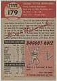 Card Number 179, Gene Hermanski, Outfielder, Chicago Cubs, from the series Topps Dugout Quiz (R414-7), issued by Topps Chewing Gum Company, Issued by Topps Chewing Gum Company (American, Brooklyn), Commercial color lithograph