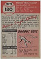 Card Number 180, Virgil Stallcup, Shortstop, St. Louis Cardinals, from the series Topps Dugout Quiz (R414-7), issued by Topps Chewing Gum Company, Issued by Topps Chewing Gum Company (American, Brooklyn), Commercial color lithograph