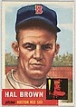 Card Number 184, Hal Brown, Pitcher, Boston Red Sox, from the series Topps Dugout Quiz (R414-7), issued by Topps Chewing Gum Company, Issued by Topps Chewing Gum Company (American, Brooklyn), Commercial color lithograph