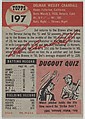 Card Number 197, Del Crandall, Catcher, Milwaukee Braves, from the series Topps Dugout Quiz (R414-7), issued by Topps Chewing Gum Company, Issued by Topps Chewing Gum Company (American, Brooklyn), Commercial color lithograph