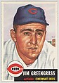 Card Number 209, Jim Greengrass, Outfielder, Cincinnati Reds, from the series Topps Dugout Quiz (R414-7), issued by Topps Chewing Gum Company, Issued by Topps Chewing Gum Company (American, Brooklyn), Commercial color lithograph