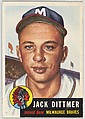 Card Number 212, Jack Dittmer, Second Base, Milwaukee Braves, from the series Topps Dugout Quiz (R414-7), issued by Topps Chewing Gum Company, Issued by Topps Chewing Gum Company (American, Brooklyn), Commercial color lithograph