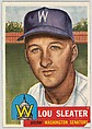 Card Number 224, Lou Sleater, Pitcher, Washington Senators, from the series Topps Dugout Quiz (R414-7), issued by Topps Chewing Gum Company, Issued by Topps Chewing Gum Company (American, Brooklyn), Commercial color lithograph