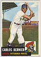 Card Number 243, Carlos Bernier, Outfielder, Pittsburgh Pirates, from the series Topps Dugout Quiz (R414-7), issued by Topps Chewing Gum Company, Issued by Topps Chewing Gum Company (American, Brooklyn), Commercial color lithograph