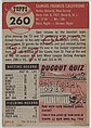 Card Number 260, Sam Calderone, Catcher, New York Giants, from the series Topps Dugout Quiz (R414-7), issued by Topps Chewing Gum Company, Issued by Topps Chewing Gum Company (American, Brooklyn), Commercial color lithograph